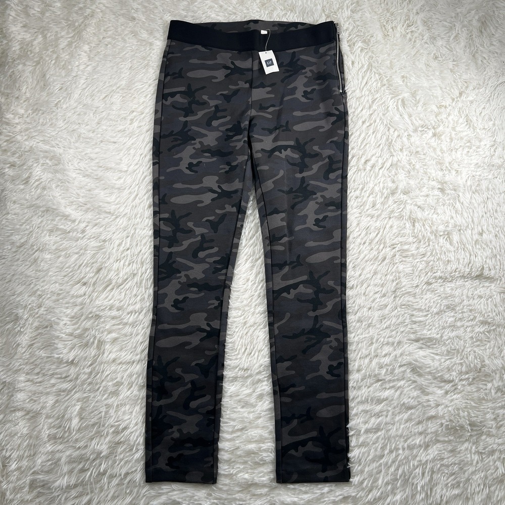 GAP Legging Ponte Pants Zipper Women's Size Small Camo Black Gray Camouflage